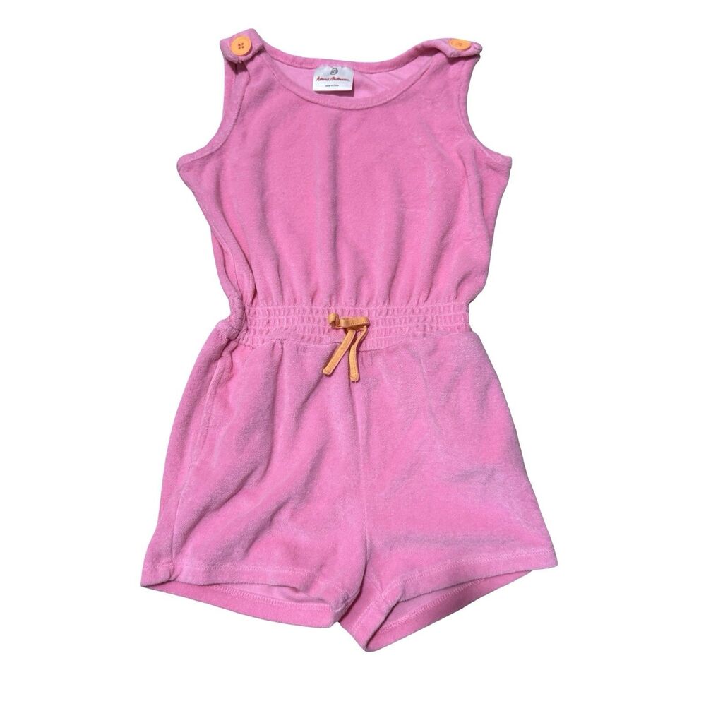 Hanna Andersson 120 6-7 Girls Navy Pink Terry Romper Shorts Tank